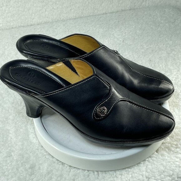 Cole Haan Mule Clog Women’s 10 B  Black Leather Slip On Platform Heel Pump - Picture 1 of 9